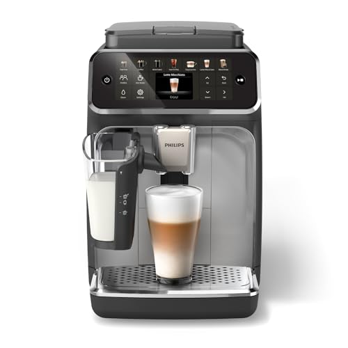 Philips Series 4400 Fully Automatic LatteGo Espresso Machine with SilentBrew Technology and QuickStart – 12 Coffee Varieties in Black Chrome (EP4444/90)