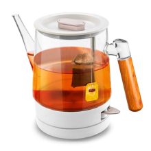 Pukomc Electric Kettle – 1.0L Glass Teapot with Wooden Handle, 1000W Fast Boiling and Auto Shut-Off