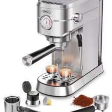 Gevi 20 Bar Espresso Machine – Professional Dual Capsule and Coffee Powder Maker with Milk Frother, Stainless Steel Coffee Machine