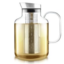 Teabloom Extra-Large Borosilicate Glass Teapot with Tip-and-Pour Filter Lid – Ideal for Hot, Iced, and Infused Teas, 2.5L Capacity