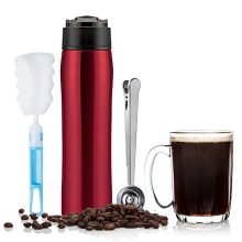 Portable Stainless Steel French Press with Insulated Double Wall – Travel Coffee Maker with Leak-Proof Design and Double Filter System