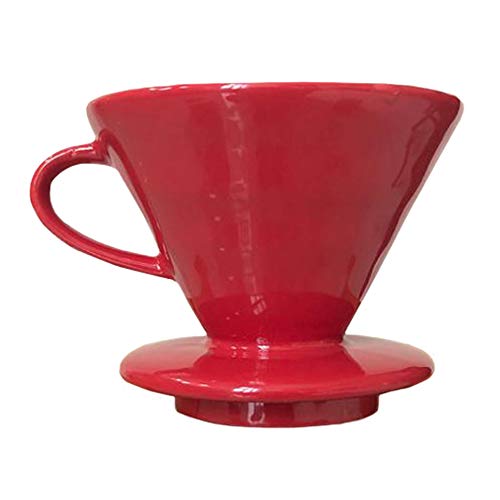 Red Ceramic Pour Over Coffee Dripper for 1 Cup Brewing - Perfect for Home, Café, or Travel - V01 Filter Compatible