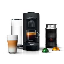 Nespresso VertuoPlus Deluxe Coffee and Espresso Machine in Matte Black with Aeroccino Milk Frother – 5oz and 8oz Brewing Options