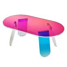 Iridescent Acrylic Coffee Table – 37.4" x 19.7" x 13.8", Colorful and Durable End Table for Living Room, Terrace, and Courtyard