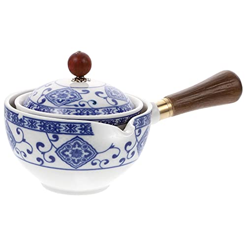 Elegant Ceramic Kyusu Teapot with side handle and built-in strainer, featuring a deep blue ceramic finish and designed for brewing loose leaf tea. Perfect for home use or as a gift.