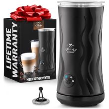 Zulay 4-in-1 Black Milk Frother and Steamer - Compact Electric Foam Maker for Hot and Cold Coffee Drinks