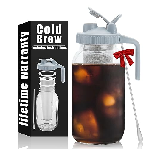 64oz Cold Brew Coffee Maker with Super Dense Stainless Steel Filter and Easy-Pour Spout