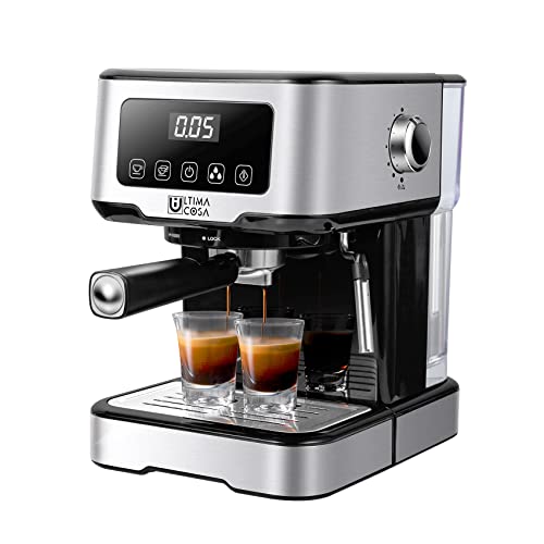 Ultima Cosa Espresso Machine with Digital Touchscreen and 15-Bar Pressure – Perfect for Brewing Espresso, Cappuccinos, and Lattes at Home with a Rotatable Steam Wand and Removable Water Tank