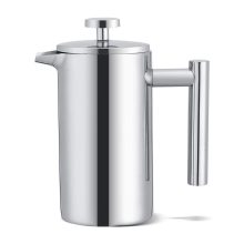 Stainless Steel Double-Walled French Press Coffee Maker with Cool-Touch Handle - 12 oz Espresso & Tea Brewer with Filter