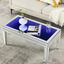 Sleek mirrored coffee table with LED infinity lights and crushed diamond design, perfect for enhancing living room and bedroom decor