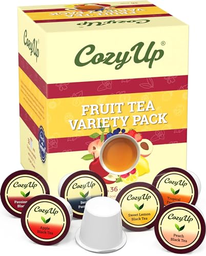 Cozy Up 6-Flavor Fruit Tea Sampler Pack – 36 Keurig K-Cup Pods featuring a variety of refreshing fruit tea flavors compatible with Keurig brewers