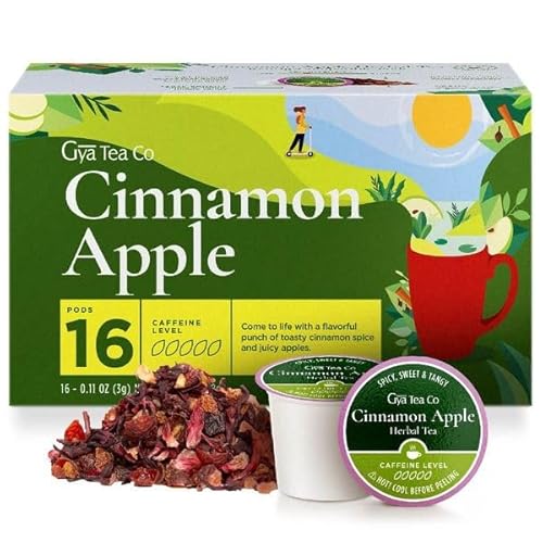 Gya Tea Co Cinnamon Apple Herbal Tea K-Cups for Keurig – Non-Caffeinated Tea Pods for a Comforting Brew