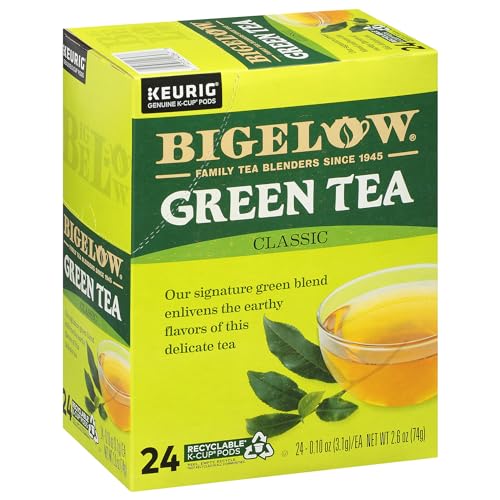 Bigelow Green Tea K-Cup Pods – 96 Count Pack for Keurig Brewers, Smooth Green Tea Flavor