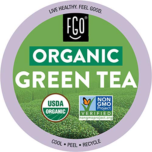 FGO Organic Green Tea K-Cup Pods – 24 Count Pack, USDA Organic, Non-GMO & Keurig Compatible