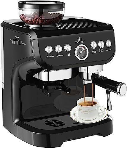 Trustmade Premium Espresso Machine with 15 Bar Pressure, Built-In Coffee Grinder, and Milk Frother in Stainless Steel Finish