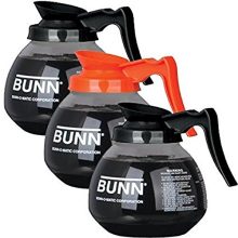 BUNN Coffee Carafe Set – Includes 2 Black Regular and 1 Orange Decaf Carafe, 12-Cup Capacity, Durable Glass