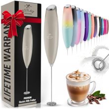 Zulay Handheld Milk Frother with Titanium Motor - Electric Whisk for Quick Frothy Coffee, Latte, Matcha, and More, Gray