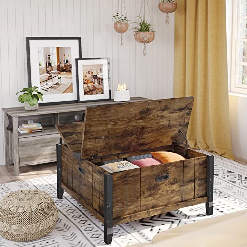 35-Inch Rustic Brown Coffee Table with Lift Top and Hidden Storage Compartment