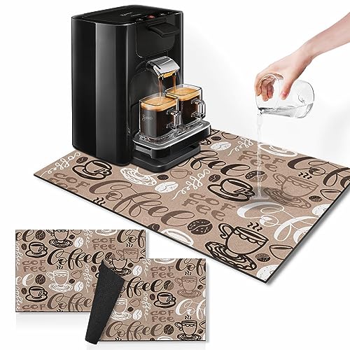 Arttown Coffee Mat: 12x19 inch absorbent and anti-slip mat in cute brown, perfect for coffee machines, dish racks, and more.