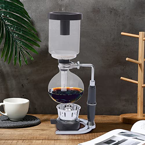 Elegant 5-Cup Siphon Coffee Maker with Borosilicate Glass and Stainless Steel Stand, Brewing Coffee with Alcohol Lamp