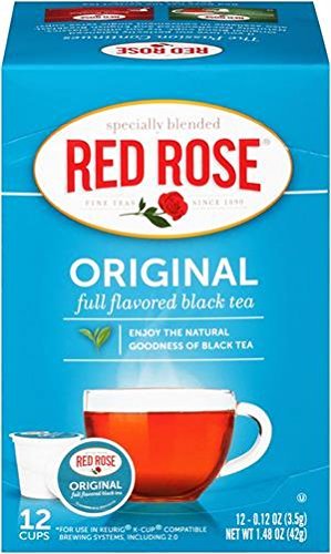 Red Rose Original Black Tea K-Cups – 12 Count, Full-Flavored Strong Blend for Keurig Brewing System