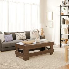 ODIKA Craftsman Coffee Table in rustic brown with a traditional design, featuring a spacious 40-inch tabletop and durable construction. Ideal for living room and dining use, with easy assembly.