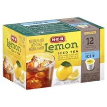 HEB Lemon Iced Tea Pods – 12 single-serve pods for Keurig brewers featuring a refreshing blend of black and green tea with a hint of lemon, perfect for brewing over ice