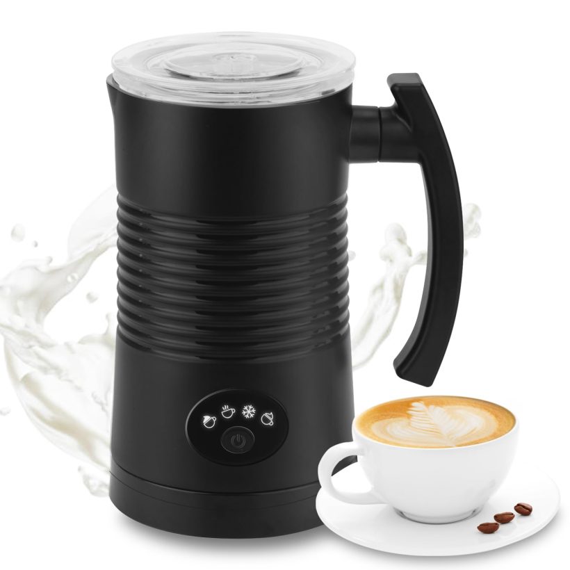 GAOCO 4-in-1 Electric Milk Frother for Hot and Cold Foam - Ideal for Lattes, Cappuccinos, and Hot Chocolate with Easy Cleaning and Automatic Shut-Off