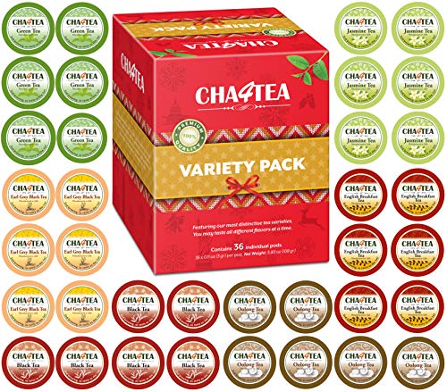 Cha4TEA Variety Tea Sampler Pack - 36 Count K-Cups for Keurig Brewers - Assorted Flavors Including Green, Black, Jasmine, Earl Grey, Oolong, English Breakfast