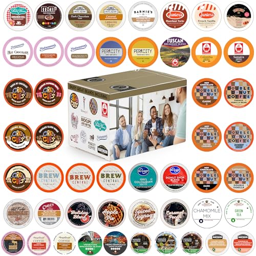 50-count coffee, tea, and hot chocolate variety pack for Keurig K-Cup brewers, featuring a selection of different flavors, perfect for gifting or enjoying at home.