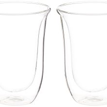 De'Longhi Double Walled Thermo Latte Glasses, Set of 2 - Clear 7.5oz Glasses for Hot and Cold Drinks