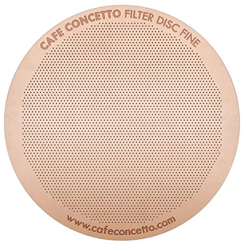 Café Concetto Disc Fine Filter for AeroPress in rose gold, showing its premium stainless steel construction and sleek design