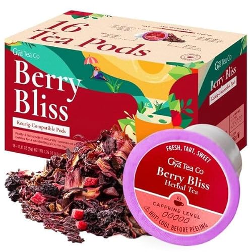 Berry Bliss Herbal Tea K-Cups for Keurig – Decaffeinated tea pods with a fruity blend of berries and herbs, perfect for a refreshing, caffeine-free brew