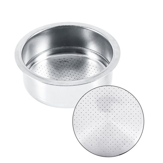 Stainless steel reusable coffee filter basket with a 52mm inner diameter and 61mm outer diameter. Ideal for GUSTINO coffee makers, offering easy cleaning and durable performance