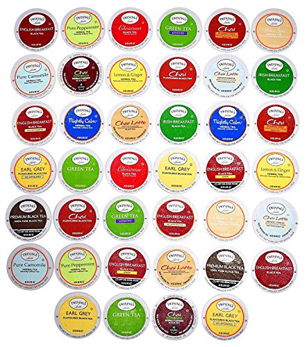 BLUE RIBBON Twinings K-Cups Tea Sampler Box – 12 Count, featuring 9 different flavors including English Black, Green, Herbal, and Decaffeinated teas, individually sealed for freshness and convenience.