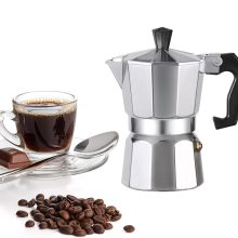 WOLEN 3-Cup Moka Pot - Silver Stovetop Espresso Maker for Italian Coffee and Home Brewing