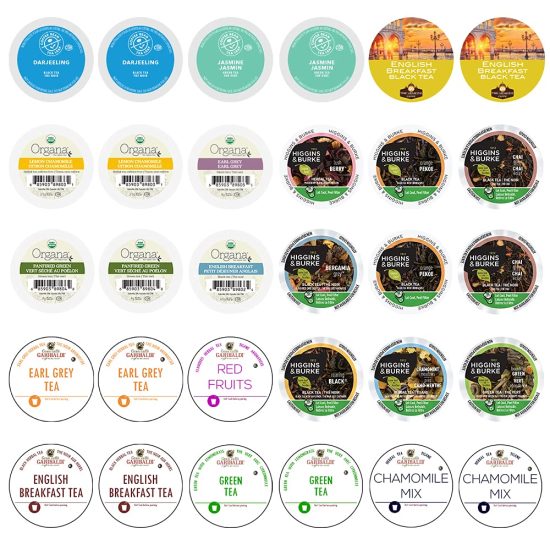 30-Count Assorted Tea Variety Pack – Includes Green Tea, Black Tea, Earl Grey Tea, Herbal Tea Pods for Keurig Machines