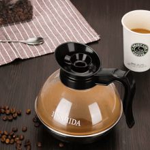 Transparent, heat-resistant American coffee pot with an 11.8L capacity, ergonomic handle, and induction-compatible steel base