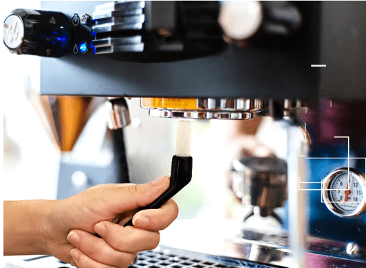 Ergonomically designed Coffee Dust Clean Brush with durable plastic bristles, perfect for cleaning espresso machines and keyboards efficiently.