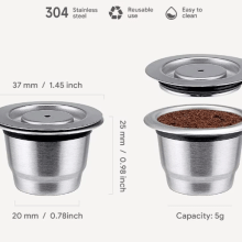 Reusable Coffee Capsule for Nespresso made of food-grade stainless steel, eco-friendly design for flavorful coffee brewing. 
